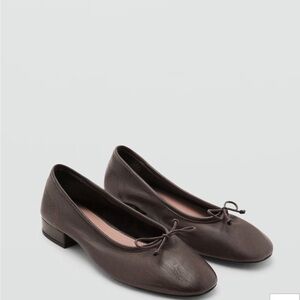 Mango LEATHER BALLET FLATS WITH BOW